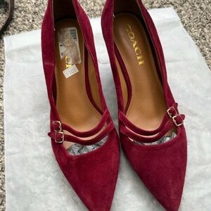 Coach Women's Deep Red Suede Heels